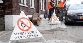 Gaslek langs Oost-Kinderdijk in Alblasserdam