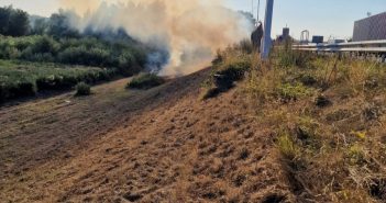Brandweer blust bermbrand langs de A15 bij Gorinchem