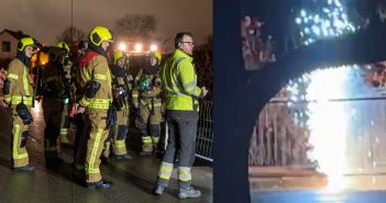 Vuurspuwende stroomkabel door kortsluiting in Oud-Alblas; huizen zonder stroom (filmpje)